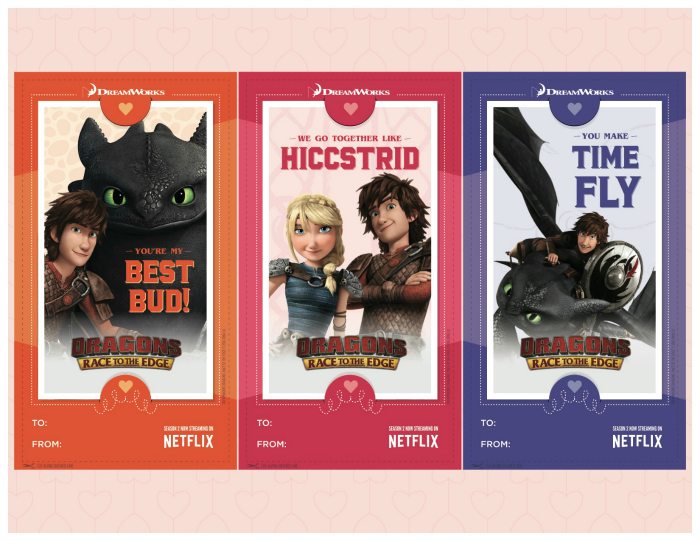 Free Printable Dragons Valentines Day Cards - How to Train Your Dragon