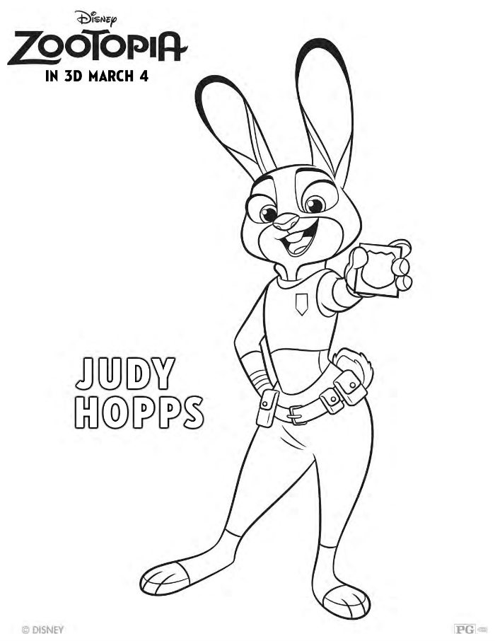 Free Disney Zootopia Judy Hopps Coloring Page