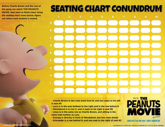 Peanuts Seating Chart Conundrum Printable Puzzle Page