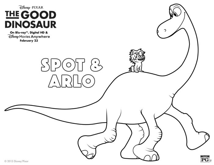 Disney The Good Dinosaur Spot & Arlo Coloring Page