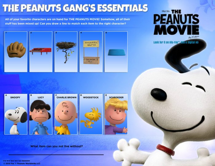 Peanuts Printable Matching Activity Page