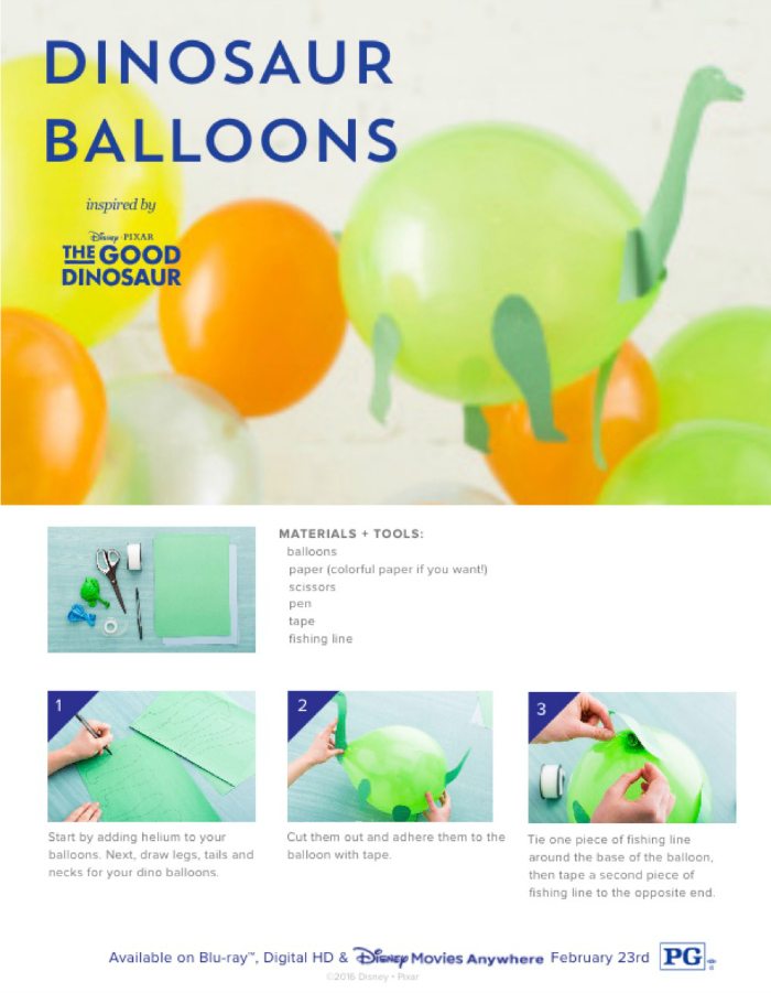 The Good Dinosaur Dino Balloons Craft