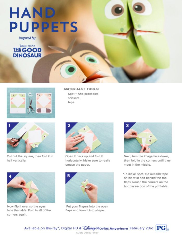 The Good Dinosaur Hand Puppets Craft