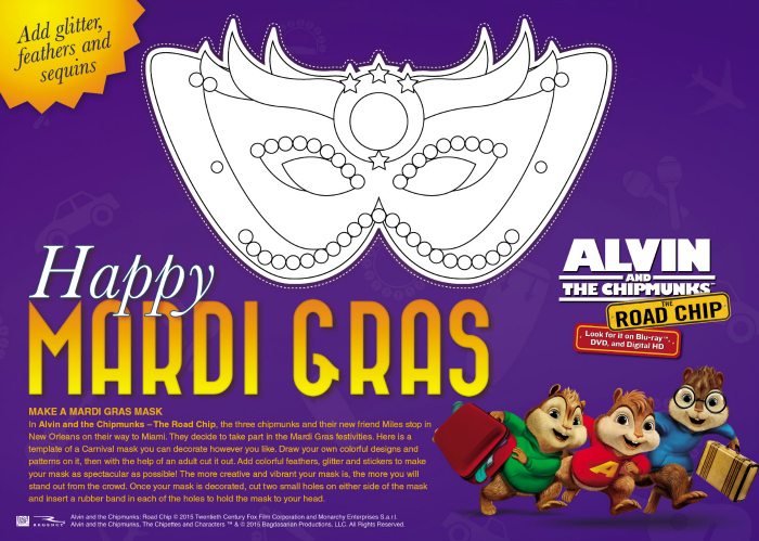 Alvin and The Chipmunks Mardi Gras Mask Craft