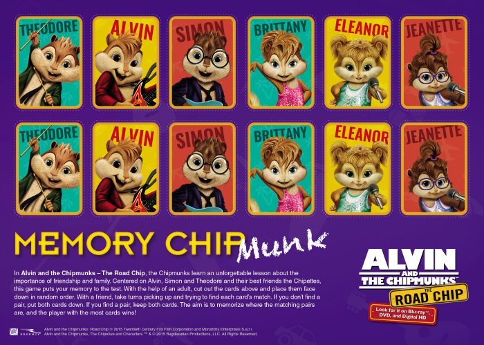 Free Alvin and The Chipmunks Memory Matching Card Game