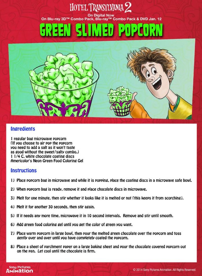 Hotel Transylvania Green Slimed Popcorn Recipe