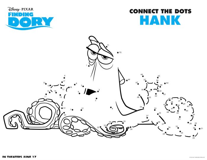 Disney Finding Dory Hank Connect The Dots Coloring Page
