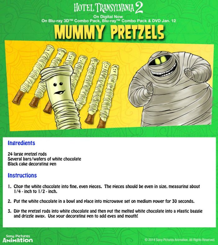 Hotel Transylvania Halloween Mummy Pretzels Recipe