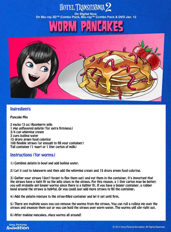 Hotel Transylvania Halloween Worm Pancakes Recipe