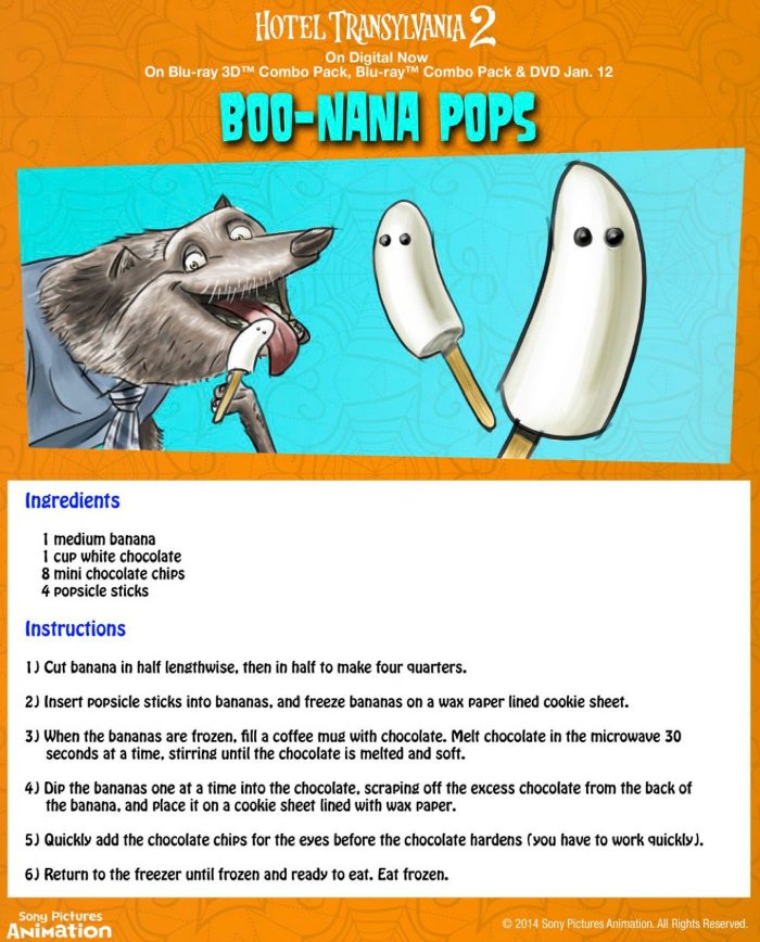 Hotel Transylvania Halloween Boo-Nana Banana Pops Recipe