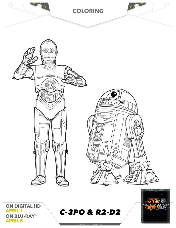 Star Wars C-3PO and R2-D2 Coloring Page