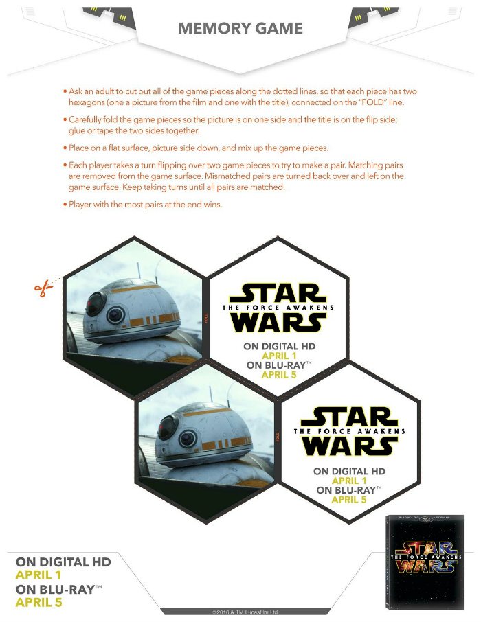 Free Star Wars The Force Awakens Memory Game