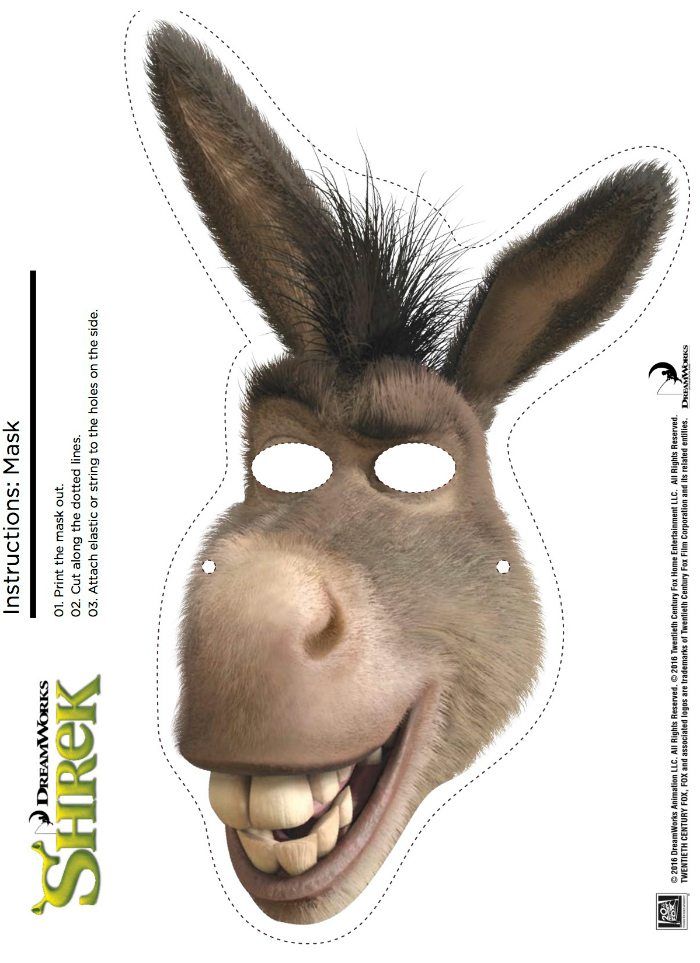 Free Printable Donkey Mask from Shrek - shrek and donkey coloring page ...