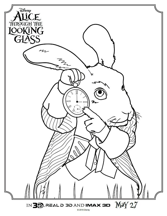Alice Through The Looking Glass White Rabbit Coloring Page