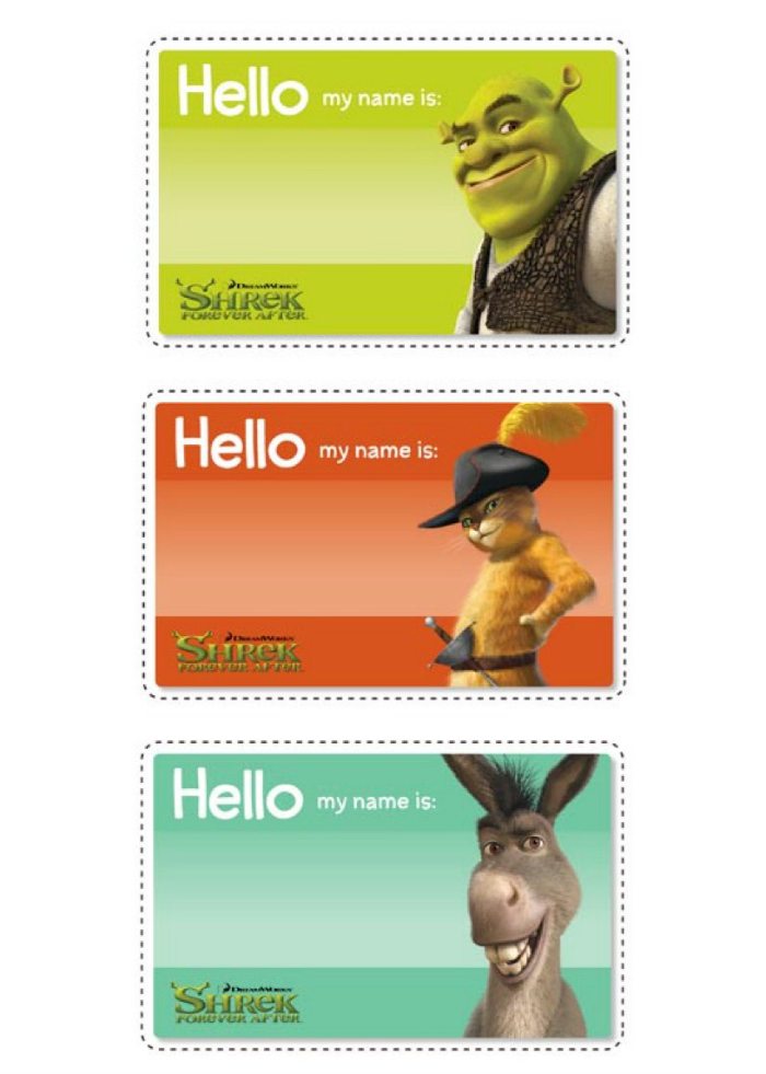 Free Shrek Name Tags - Hello My Name is: