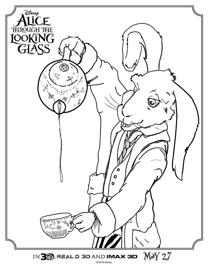 Free Alice Through The Looking Glass  Printable Coloring Page