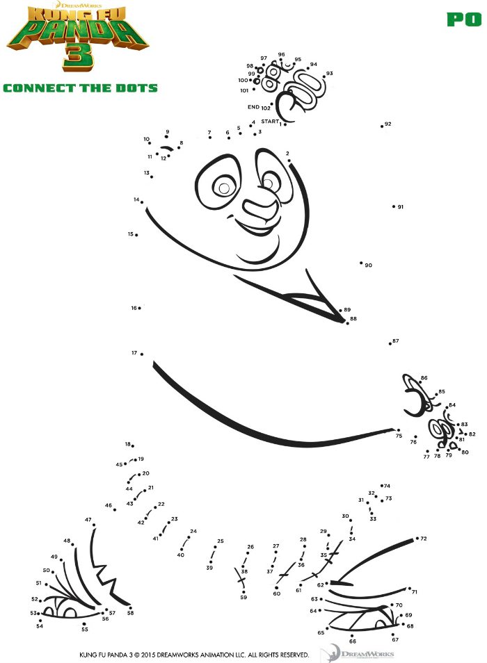 Kung Fu Panda Po Connect The Dots Coloring Page