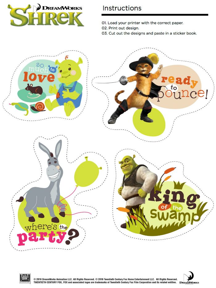 Free Printable Shrek Stickers - King of The Swamp