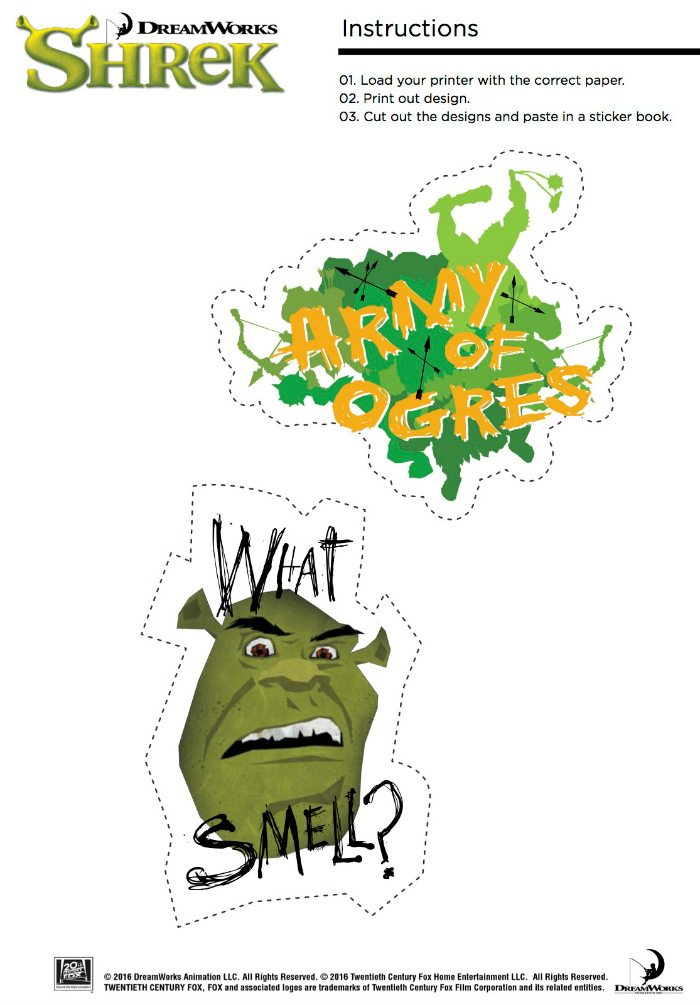 Free Printable Shrek Stickers - Army of Ogres