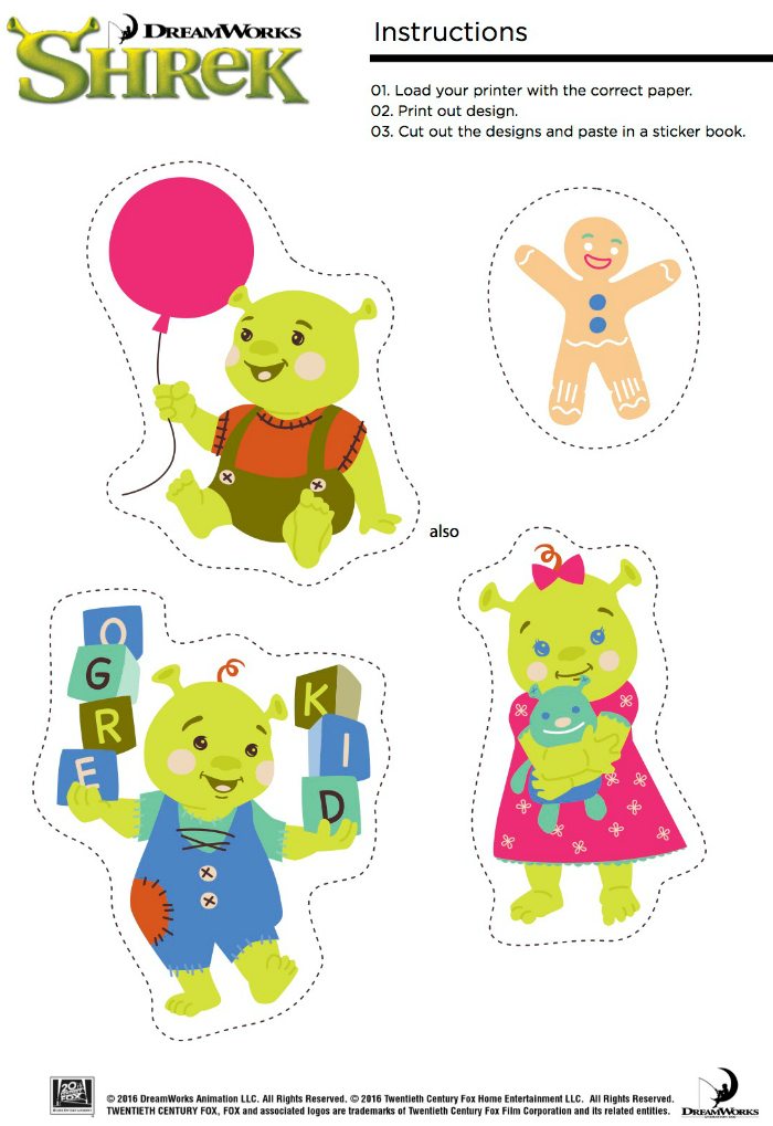 Free Printable Shrek Stickers - Ogre Kids