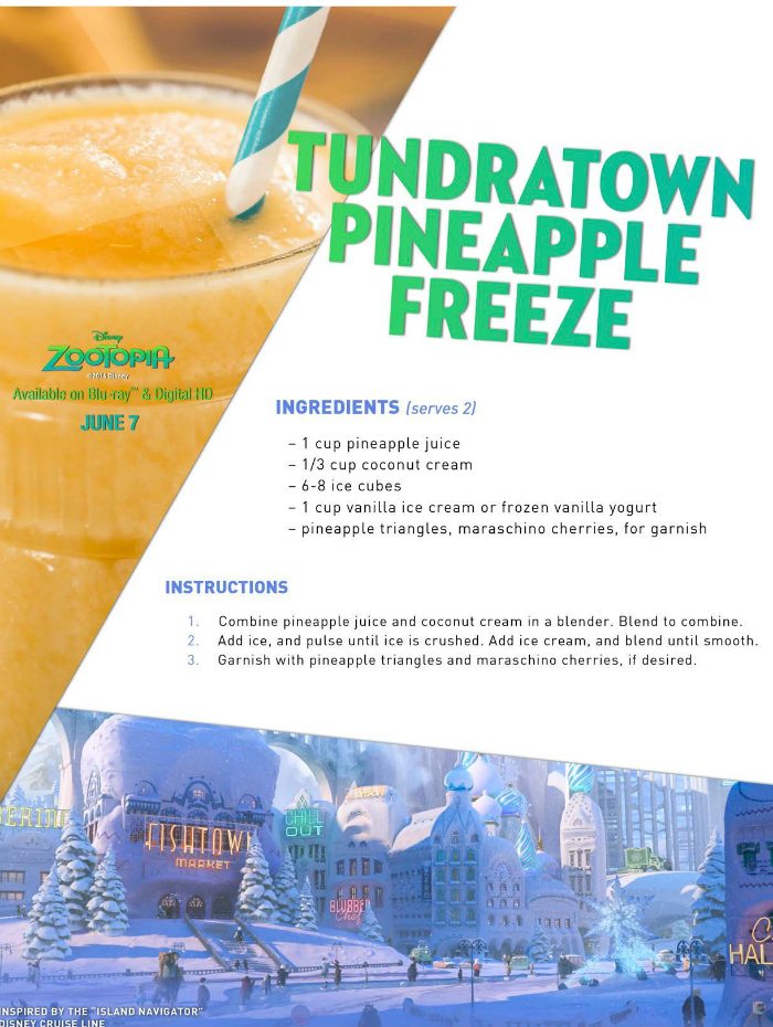 Disney Zootopia Pineapple Freeze Drink Recipe