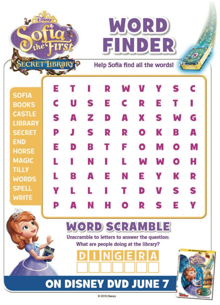 Sofia the First Word Search Puzzle 