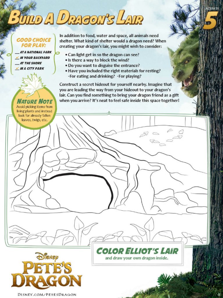 Disney Pete's Dragon Activity and Coloring Page