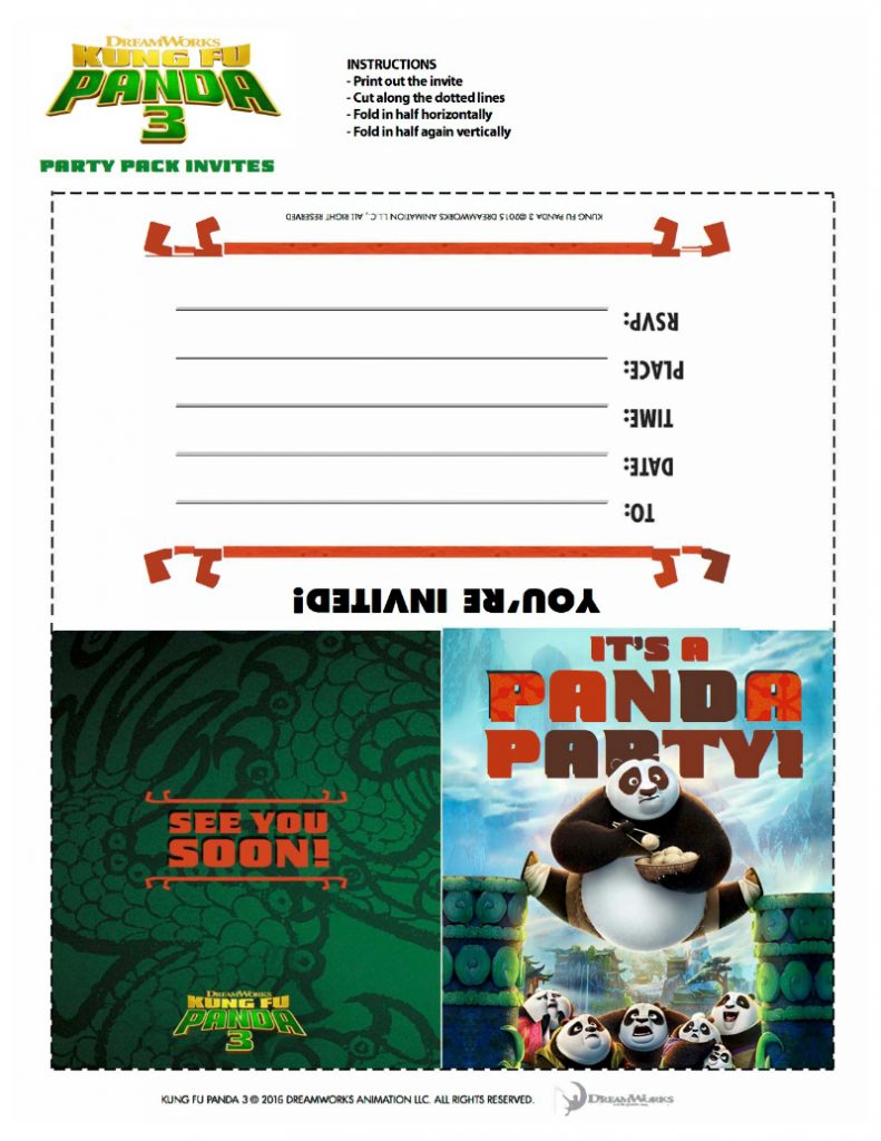 Free Kung Fu Panda Party Invitations