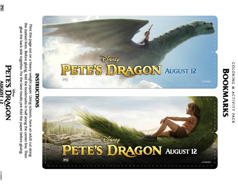Pete's Dragon Printable Bookmarks