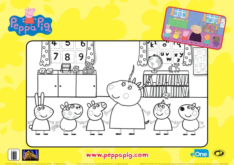 Peppa Pig Classroom Coloring Page