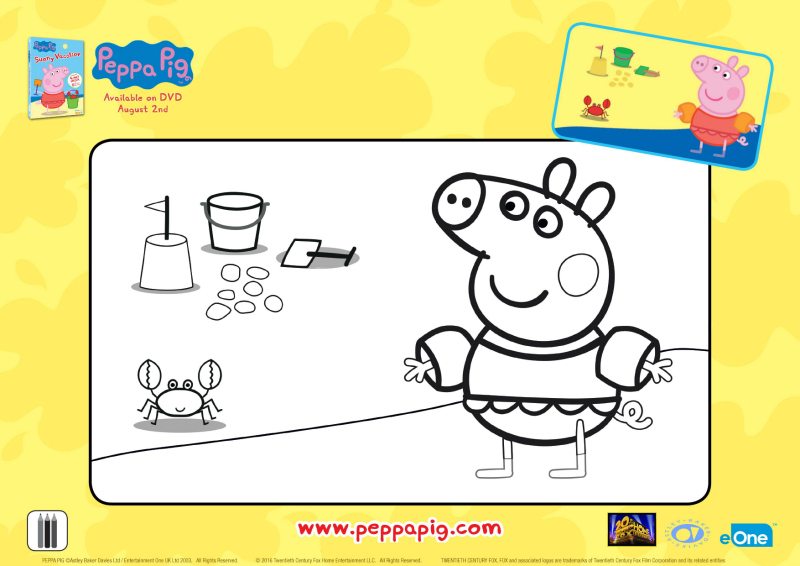 Peppa Pig Beach Day Coloring Page