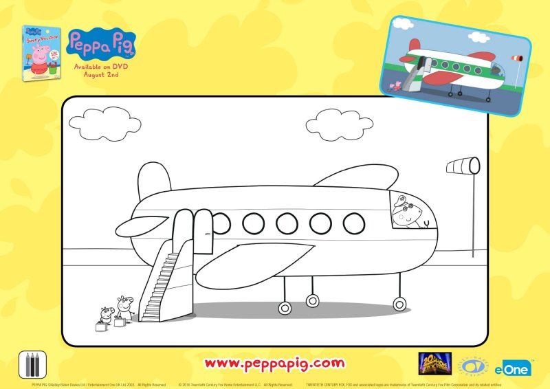 Peppa Pig Airplane Coloring Page