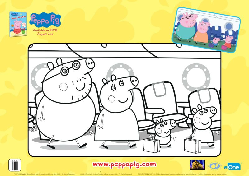 Peppa Pig Vacation Coloring Page
