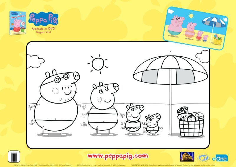 Peppa Pig Family Beach Day Coloring Page | Mama Likes This