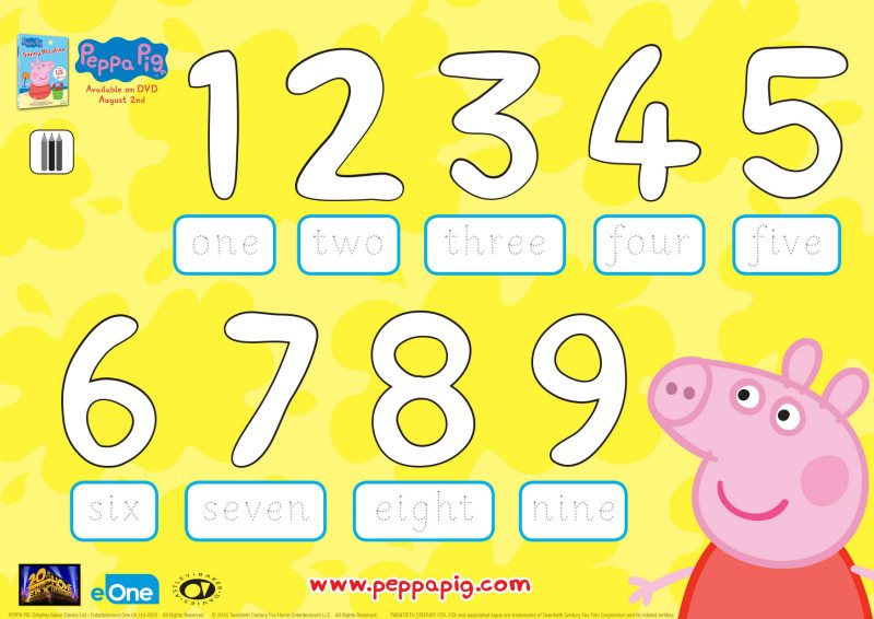 Peppa Pig Classroom Counting Coloring Page