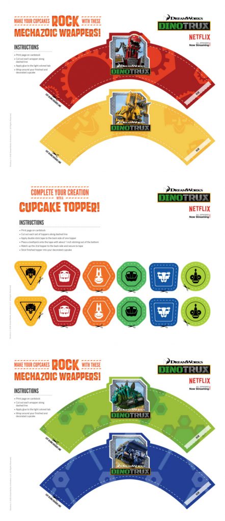 Free Printable Dinotrux Cupcake Kit