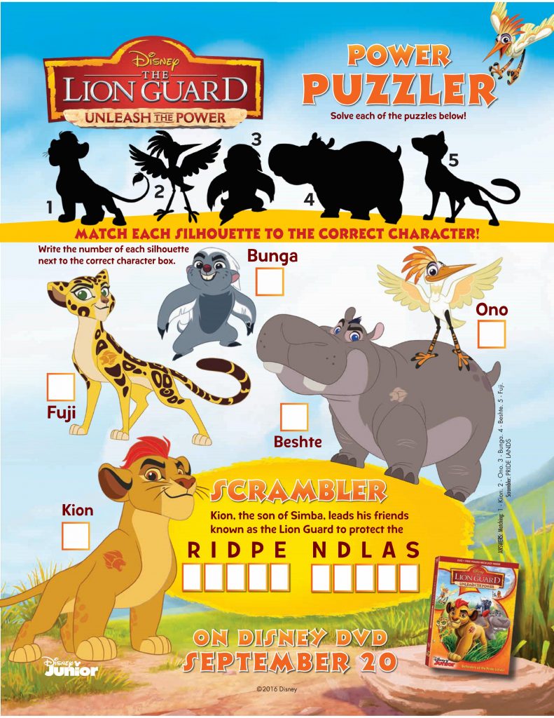Printable Disney Lion Guard Puzzle Page