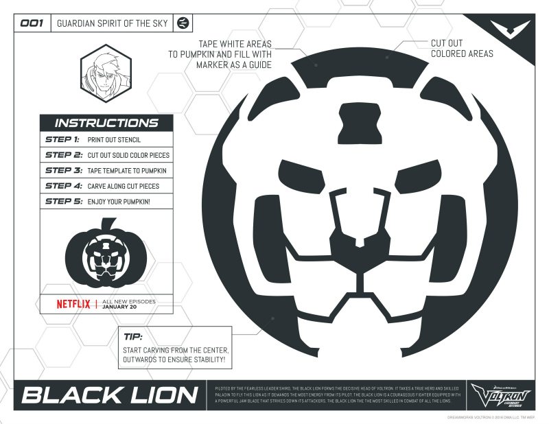 Free Printable Voltron Black Lion Pumpkin Stencil