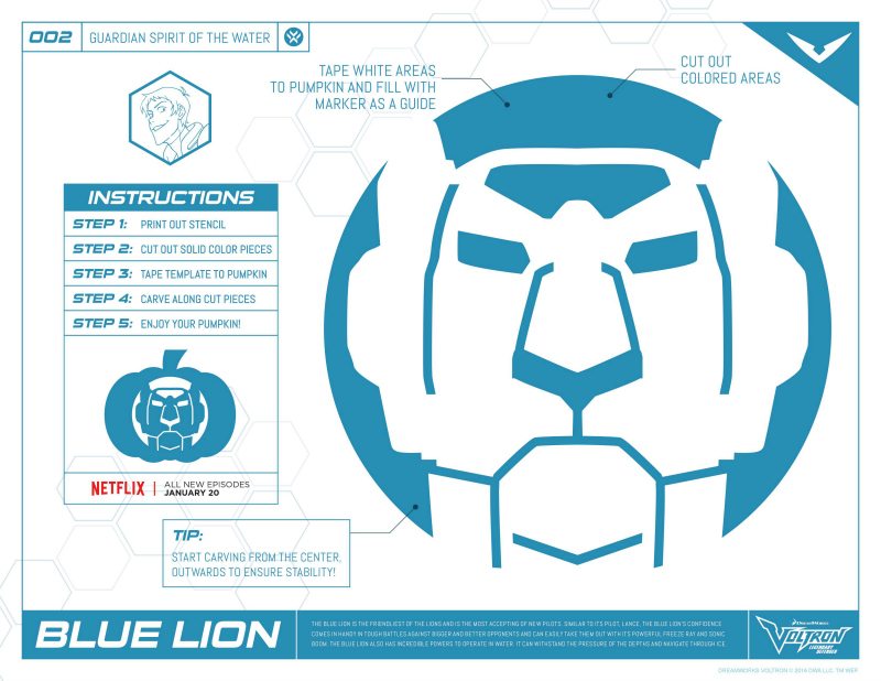 Voltron Blue Lion Pumpkin Stencil