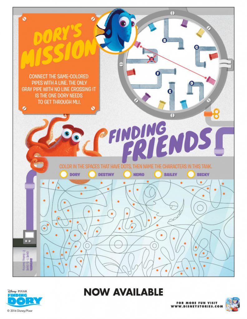 Free Disney Finding Dory Puzzles