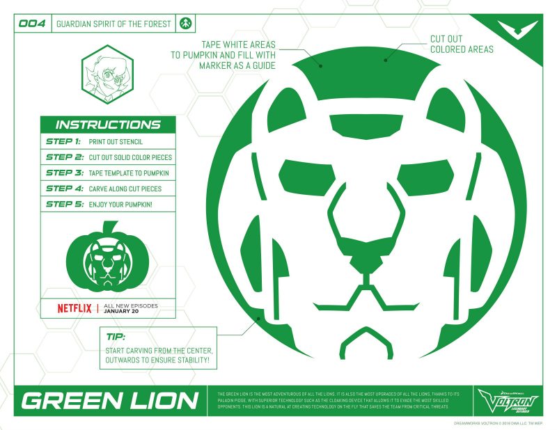 Voltron Green Lion Pumpkin Stencil