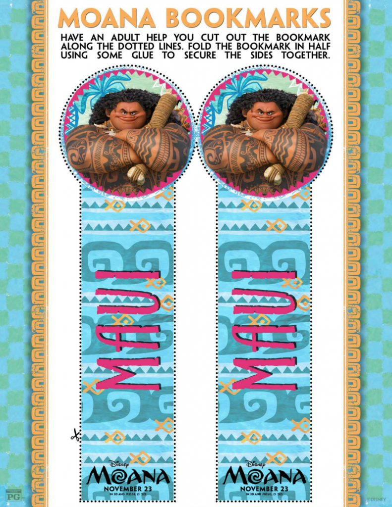 Moana Maui Bookmark Craft