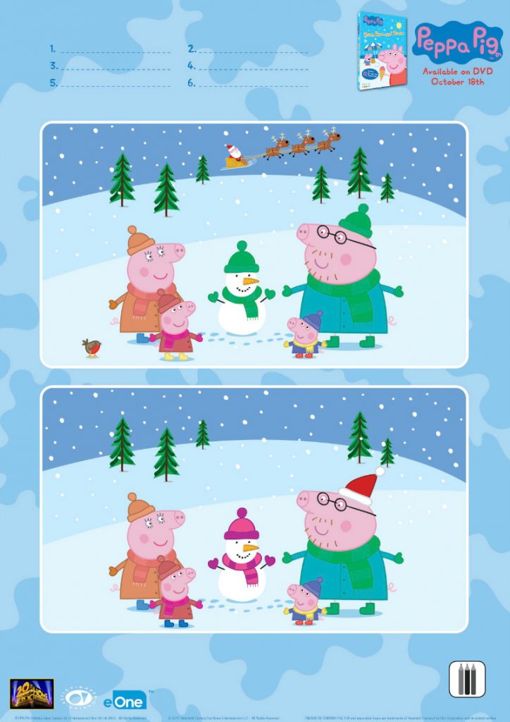 Peppa Pig Spot The Differences Activity Page