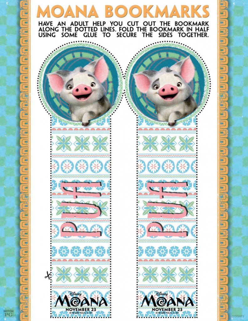 disney moana pua bookmark craft mama likes this