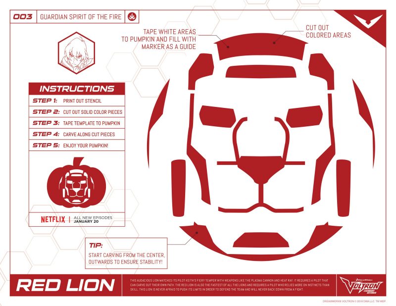 Free Printable Halloween Voltron Red Lion Stencil