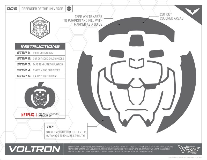 Free Printable Voltron Halloween Pumpkin Stencil