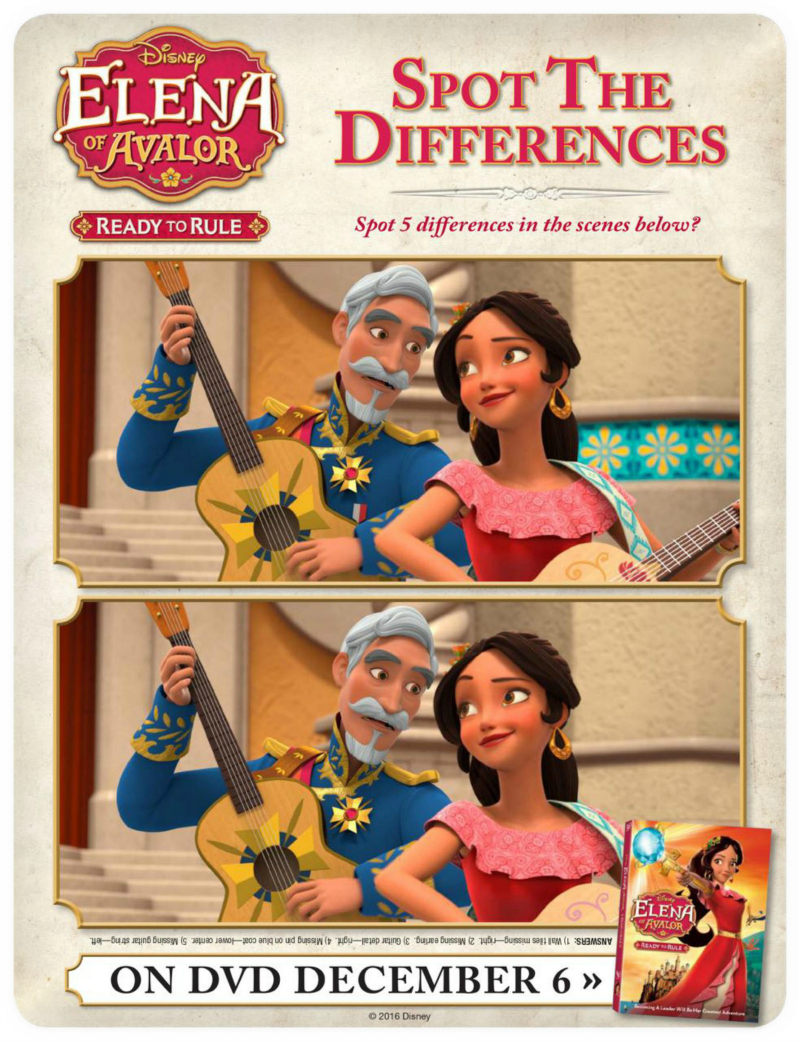 Disney Elena of Avalor Spot The Differences Activity Page