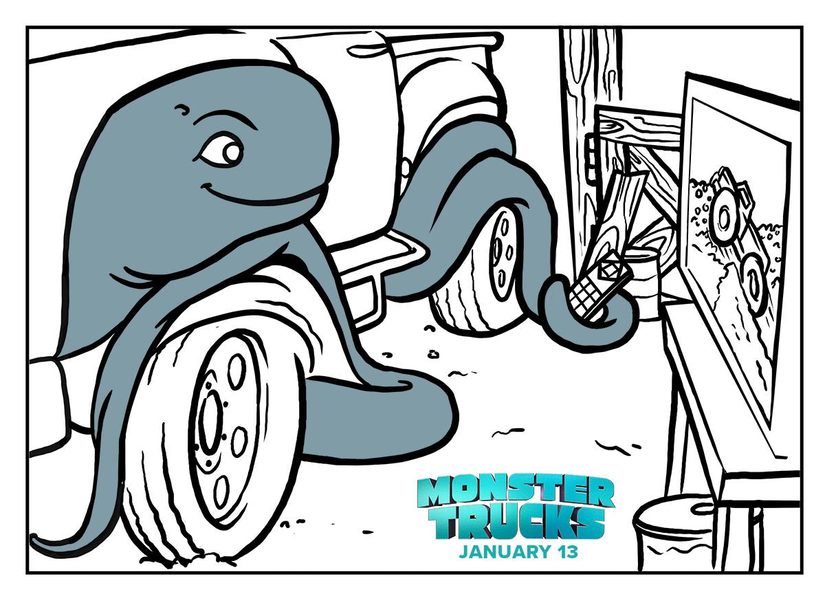 Monster Trucks Printable Coloring Page