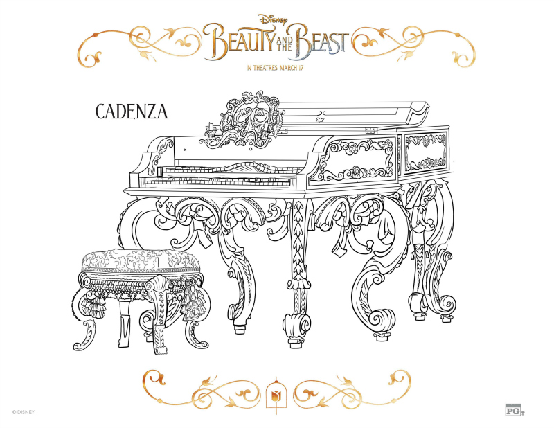 Disney Beauty and The Beast Cadenza Coloring Page