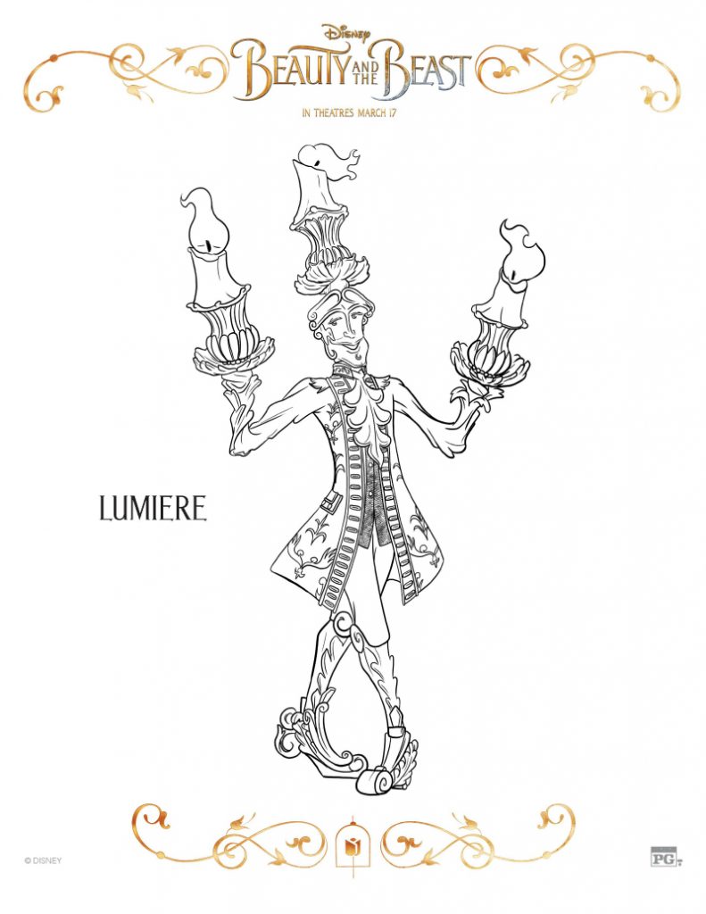 Disney Beauty And The Beast Lumiere Coloring Page - Mama Likes This